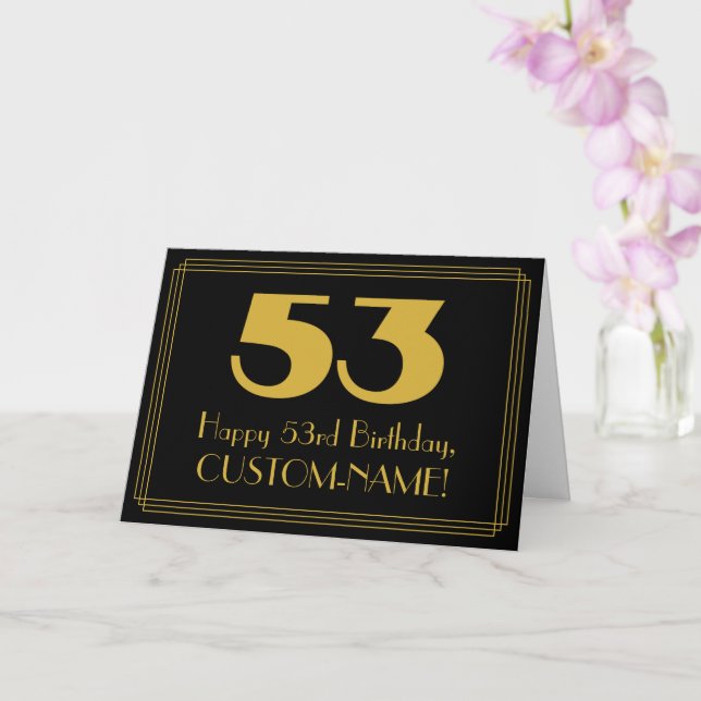 53rd Birthday: Art Deco Inspired Look "53" & Name Card (Orchid)