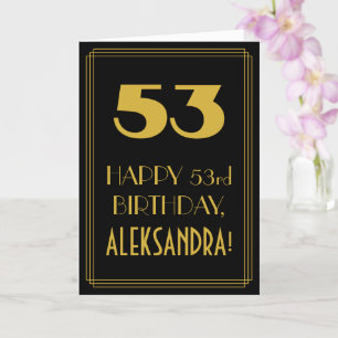 53rd Birthday ~ Art Deco Inspired Look "53" & Name Card