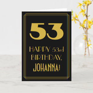 53rd Birthday – Art Deco Inspired Look "53" & Name Card
