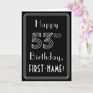 53rd Birthday: Art Deco Style # 53 & Custom Name Card