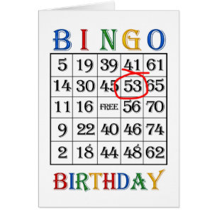 53rd Birthday Bingo card