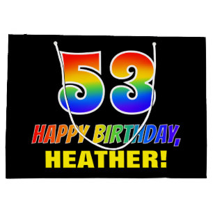 53rd Birthday: Bold, Fun, Simple, Rainbow 53 Large Gift Bag