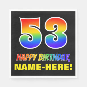 53rd Birthday: Bold, Fun, Simple, Rainbow 53 Napkin