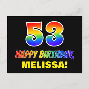 53rd Birthday: Bold, Fun, Simple, Rainbow 53 Postcard