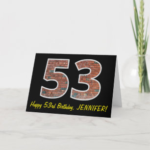 53rd Birthday - Brick Wall Pattern "53" w/ Name Card