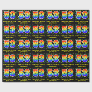 53rd Birthday: Colorful Music Symbols, Rainbow 53 Wrapping Paper
