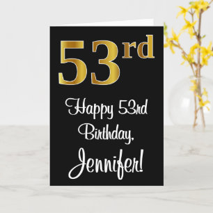 53rd Birthday ~ Elegant Luxurious Faux Gold Look # Card