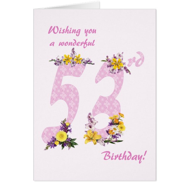 53rd Birthday Flower Decorated Numbers (Front)