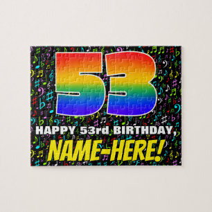 53rd Birthday — Fun, Colourful Music Symbols & “53 Jigsaw Puzzle