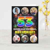 53rd Birthday: Fun Rainbow #, Custom Name & Photos