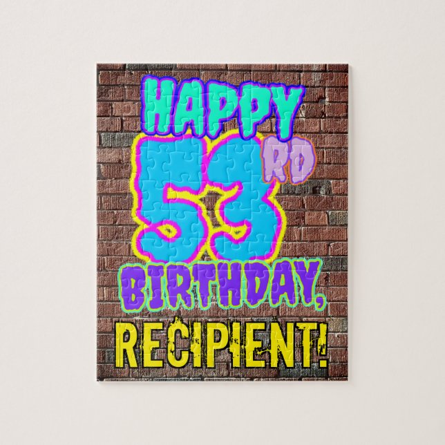 53rd Birthday ~ Fun, Urban Graffiti Inspired Look Jigsaw Puzzle (Vertical)