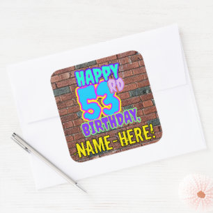 53rd Birthday – Fun, Urban Graffiti Inspired Look Square Sticker