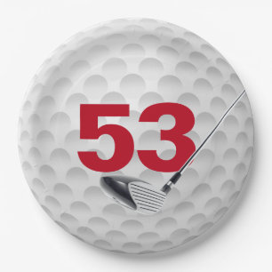 53rd Birthday Golf Ball Design  Paper Plate