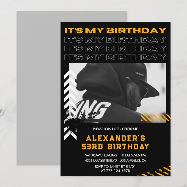 53rd birthday invitations Men Photo Spray paint (Front/Back)