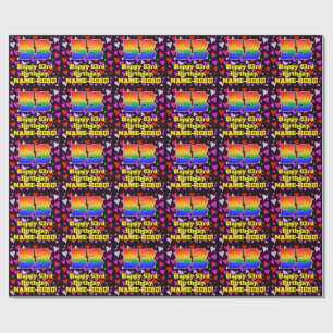 53rd Birthday: Loving Hearts Pattern, Rainbow # 53 Wrapping Paper