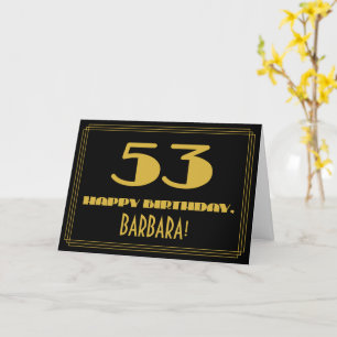 53rd Birthday: Name + Art Deco Inspired Look "53" Card