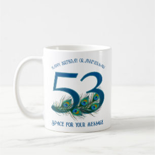53rd Birthday Or Anniversary Peacock Feather Coffee Mug