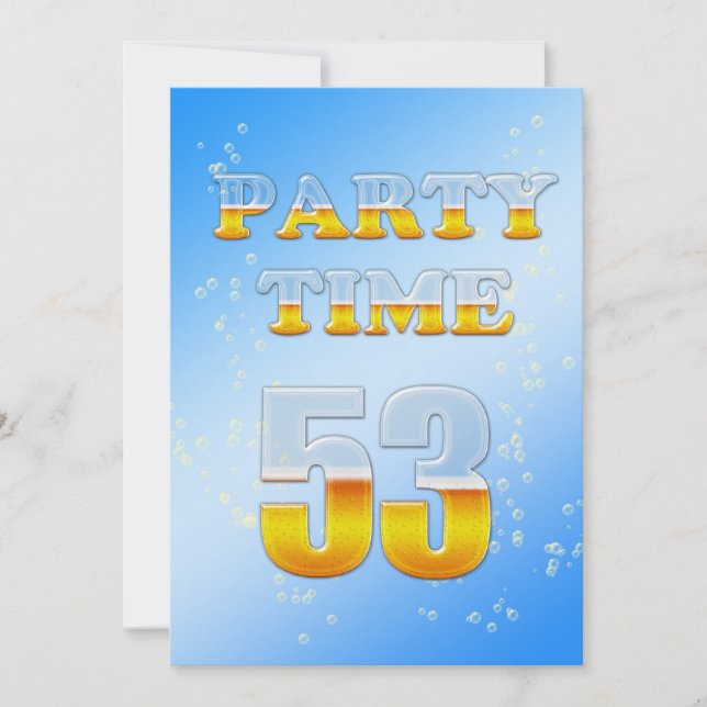 53rd birthday party invitation with beer (Front)
