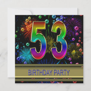 53rd Birthday party Invitation with bubbles