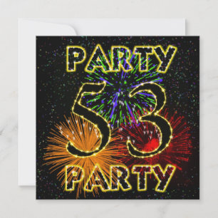 53rd birthday party invitation with fireworks