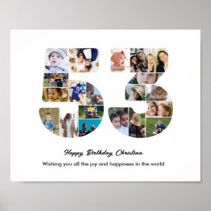53rd Birthday Party Number 53 Photo Collage Poster