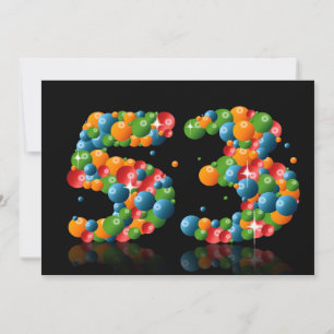 53rd Birthday party, with bubbles and balls Invitation