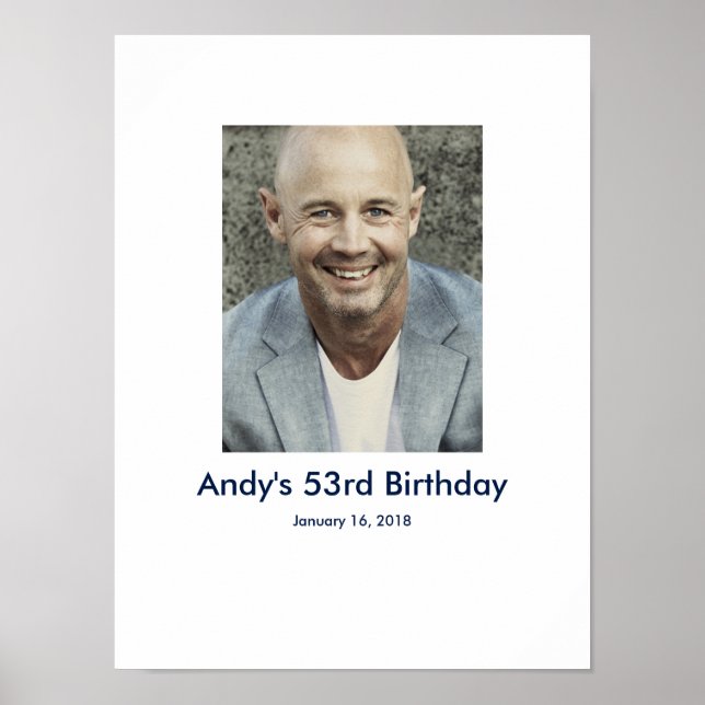 53rd Birthday photo custom Sign In Party Board 53 (Front)