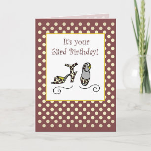 53rd Birthday Women's Shoes, Polka Dot Card