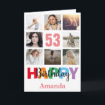 53rd Happy Birthday Photo Collage Modern Pink Card<br><div class="desc">53rd Happy Birthday Photo Collage Modern Pink Card with personalized name. For further customization,  please click the "Customize it" button and use our design tool to modify this template.</div>