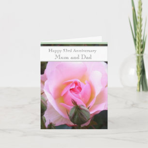 53rd Wedding Anniversary Pink Rose  Card