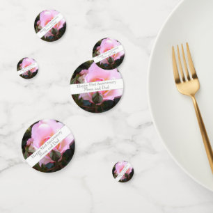 53rd Wedding Anniversary Pink Rose  Confetti