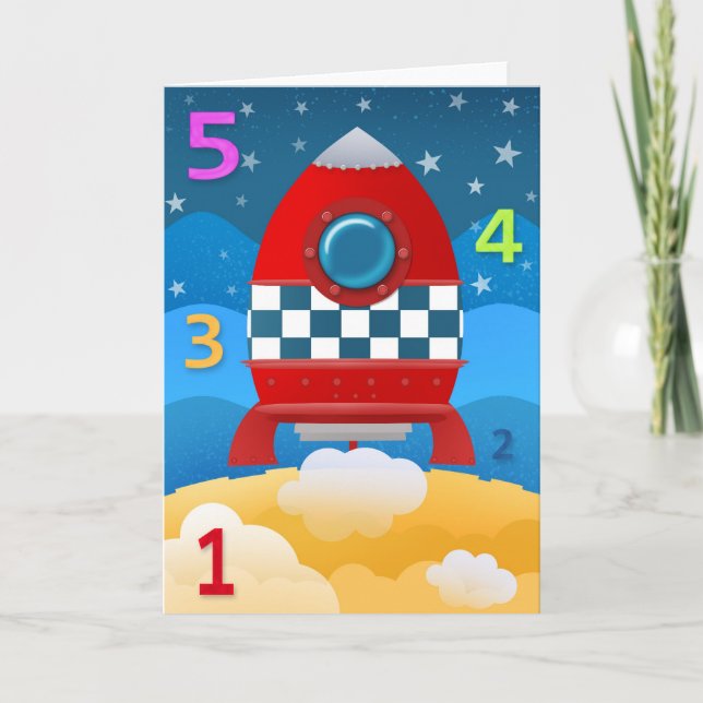 54321 blast off - greeting card (Front)