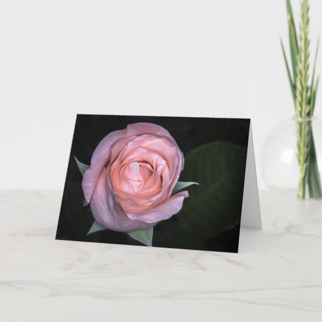 5434-Peach Rose Bouquet Folded Greeting Card (Front)