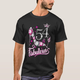 54 And Fabulous Happy 54th Birthday Party Girly Hi T-Shirt
