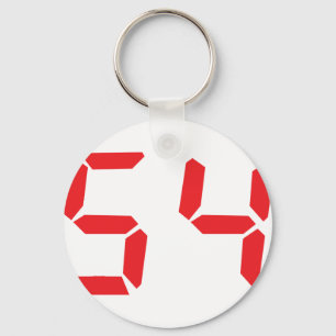 54 fifty-four red alarm clock digital number key ring
