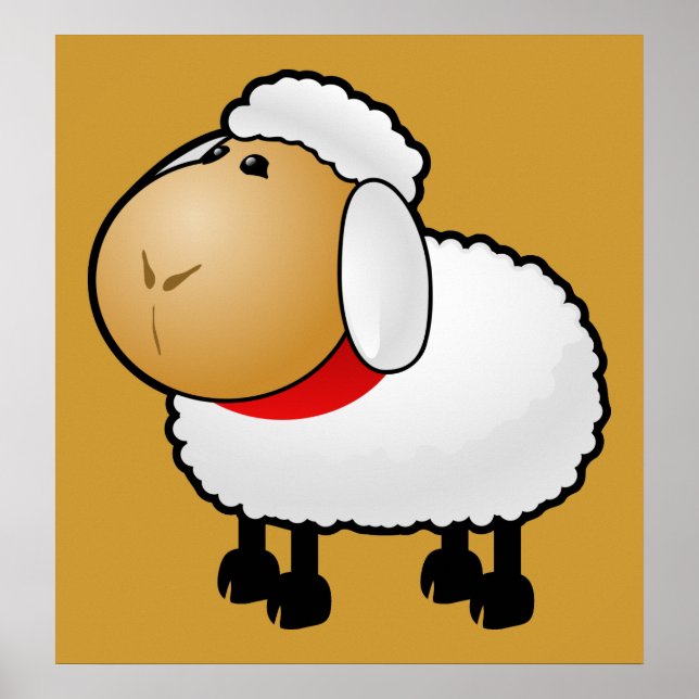54-Free-Cartoon-Sheep-Clipart-Illustration Poster (Front)