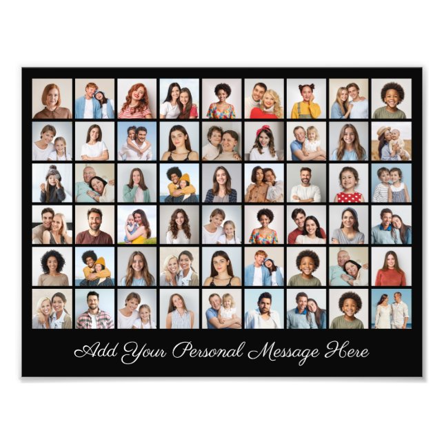 54 Photo Collage Add A Greeting Photo Enlargement (Front)