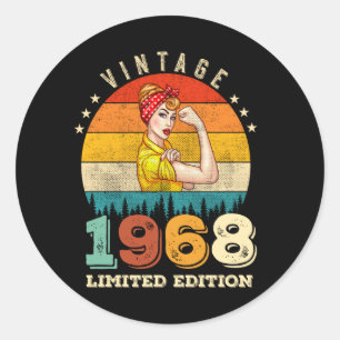 54 Year Old 1968 Vintage Women 54th Birthday Gift Classic Round Sticker