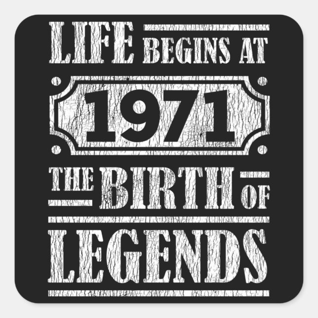 54 Year Old 1971 Birth Of Legend 54th Birthday Square Sticker (Front)