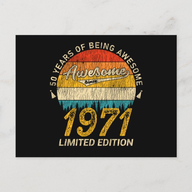 54 Year Old 1971 Retro Awesome 54th Birthday Gift Postcard (Front)
