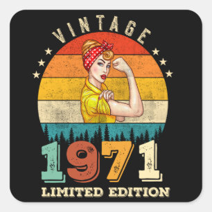 54 Year Old Bday 1971 Vintage 54th Birthday Women Square Sticker