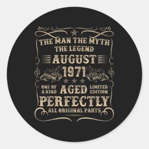 54 Year Old Birthday Gifts For Men August 1971 54t Classic Round Sticker