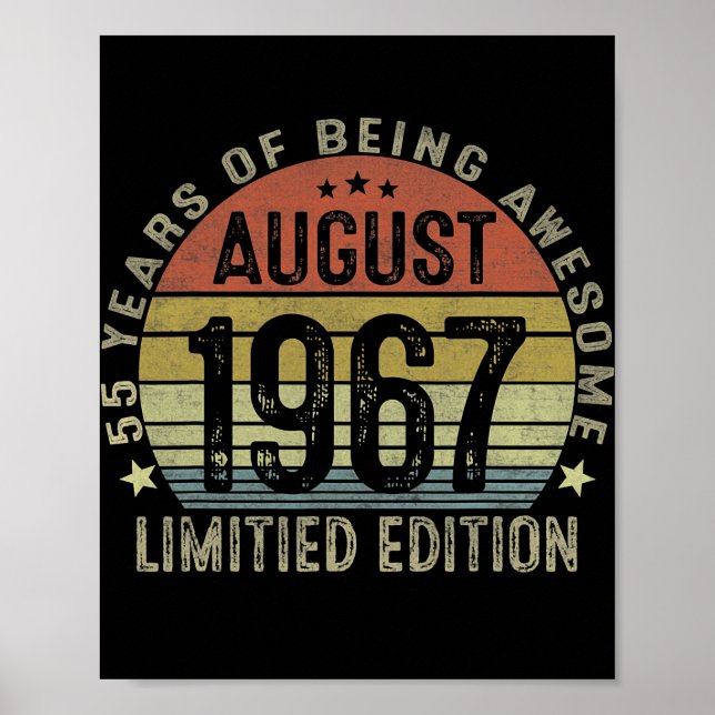 54 Year Old Gifts August 1968 Limited Edition Poster (Front)