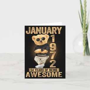 54 Year Old January 1972 Teddy Bear 54th Birthday  Card