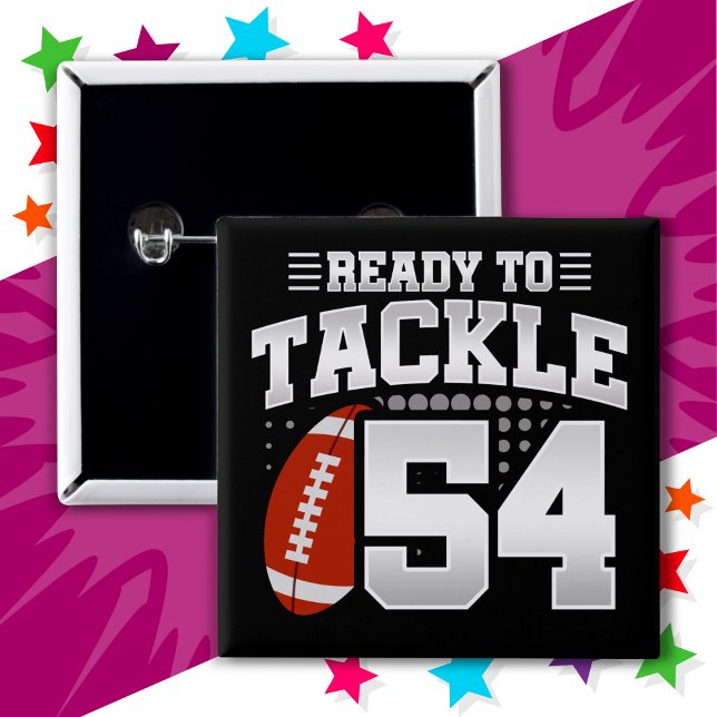 54 Year Old Tackle Football Party 54th Birthday 15 Cm Square Badge (Creator Uploaded)