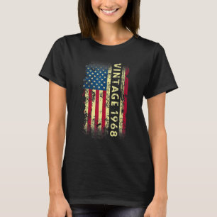 54 Year Old Vintage 1968 American Flag 54th Birt T-Shirt