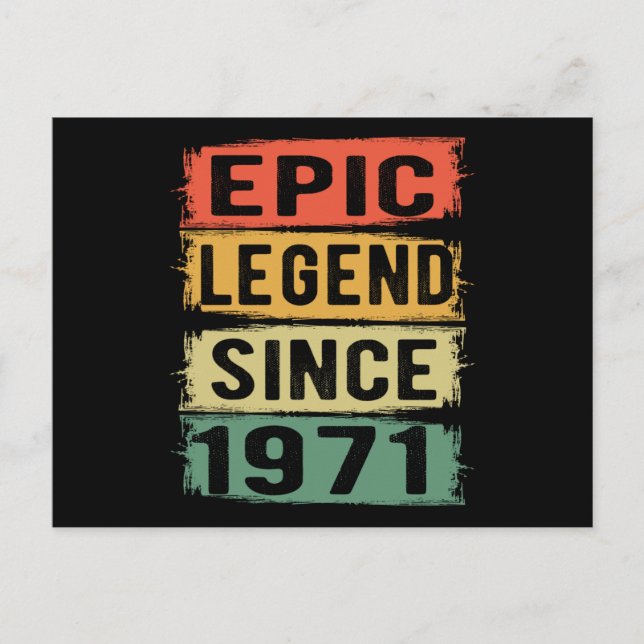 54 Years Old Bday 1971 Epic Legend 54th Birthday Postcard (Front)