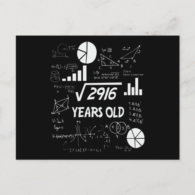 54 Years Old Bday Math Teacher 54th Birthday Gift Postcard (Front)