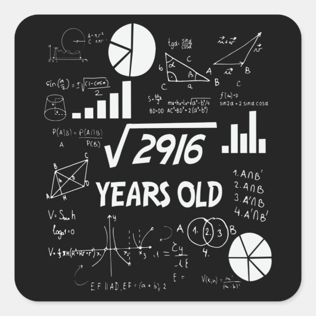 54 Years Old Bday Math Teacher 54th Birthday Gift Square Sticker (Front)