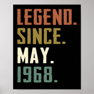 54 Years Old Legend Since May 1968 54th birthday Poster